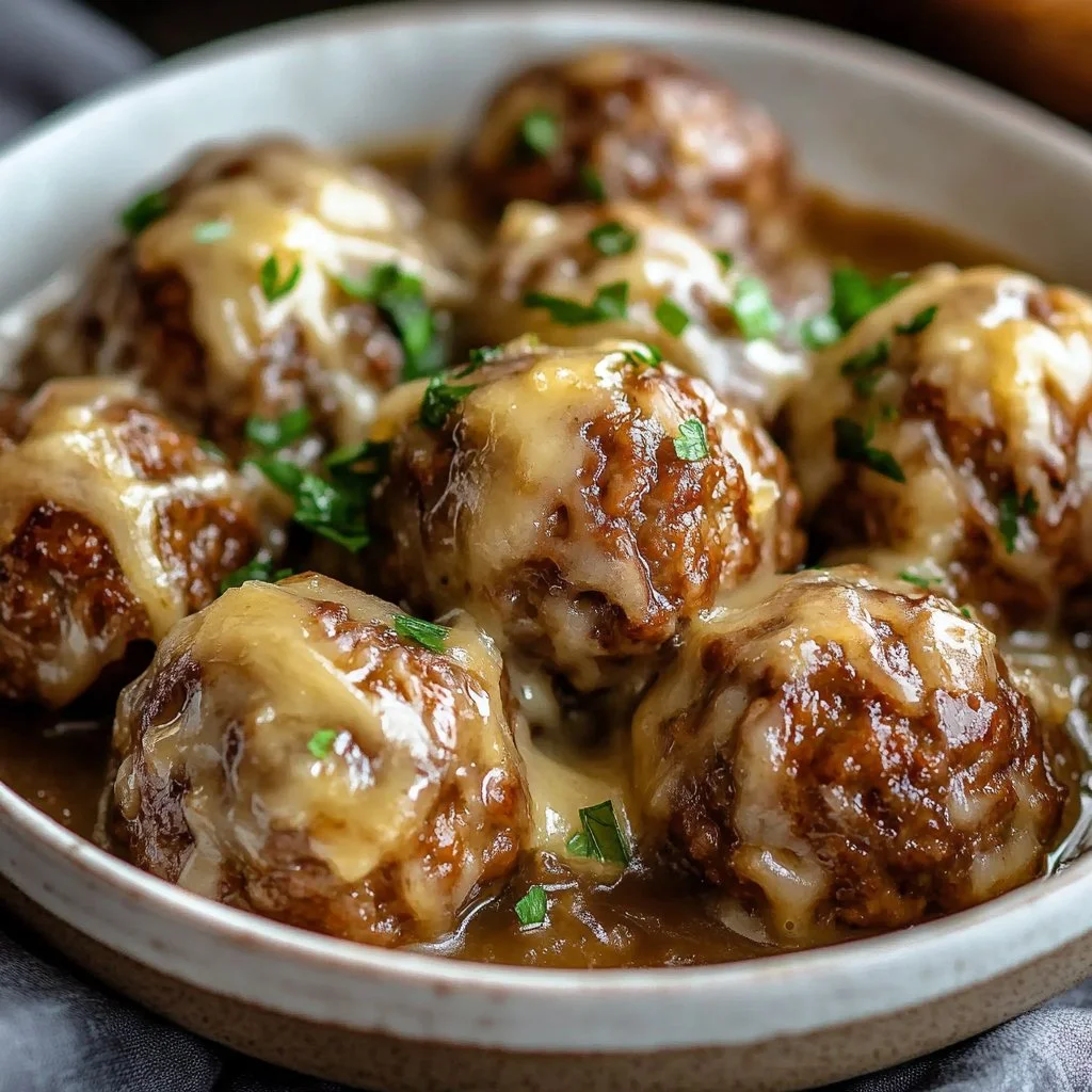 Crockpot French Onion Meatballs 1 Crockpot French Onion Meatballs