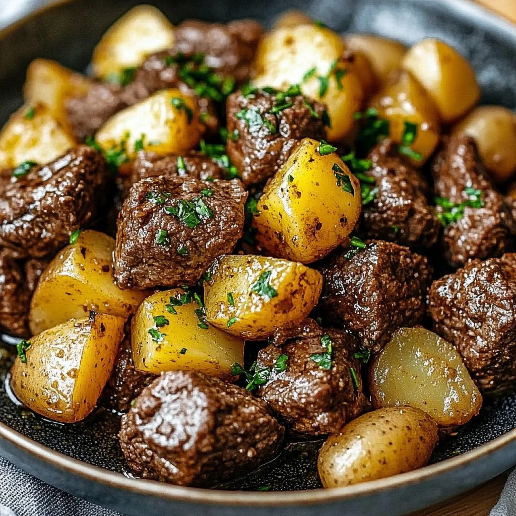 Crockpot Garlic Butter Beef Bites with Potatoes 1 Crockpot Garlic Butter Beef Bites with Potatoes