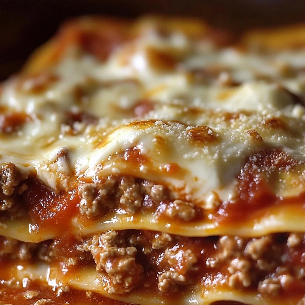 Delicious homemade Crockpot Ravioli Lasagna with layers of cheese and sauce
