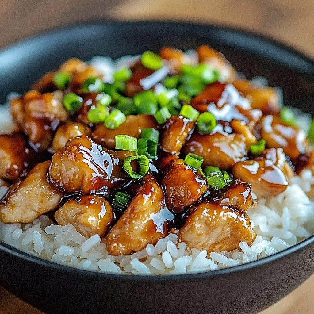 Plate of Honey BBQ Chicken served over rice with colorful vegetables