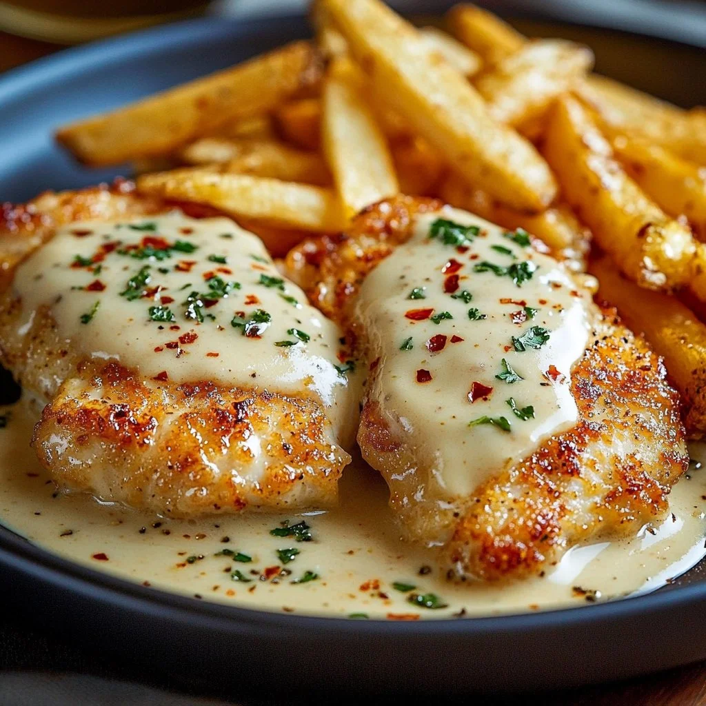 Delicious Parmesan Chicken from Longhorn Steakhouse served with herbs and sides