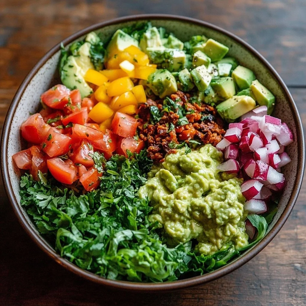 Delicious low carb burrito bowl with fresh ingredients and vibrant colors