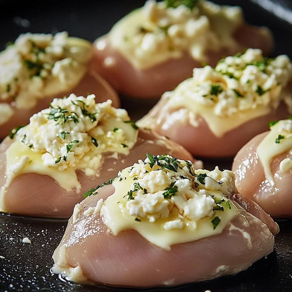 Delicious Mayonnaise-Parmesan Chicken topped with cheese and herbs