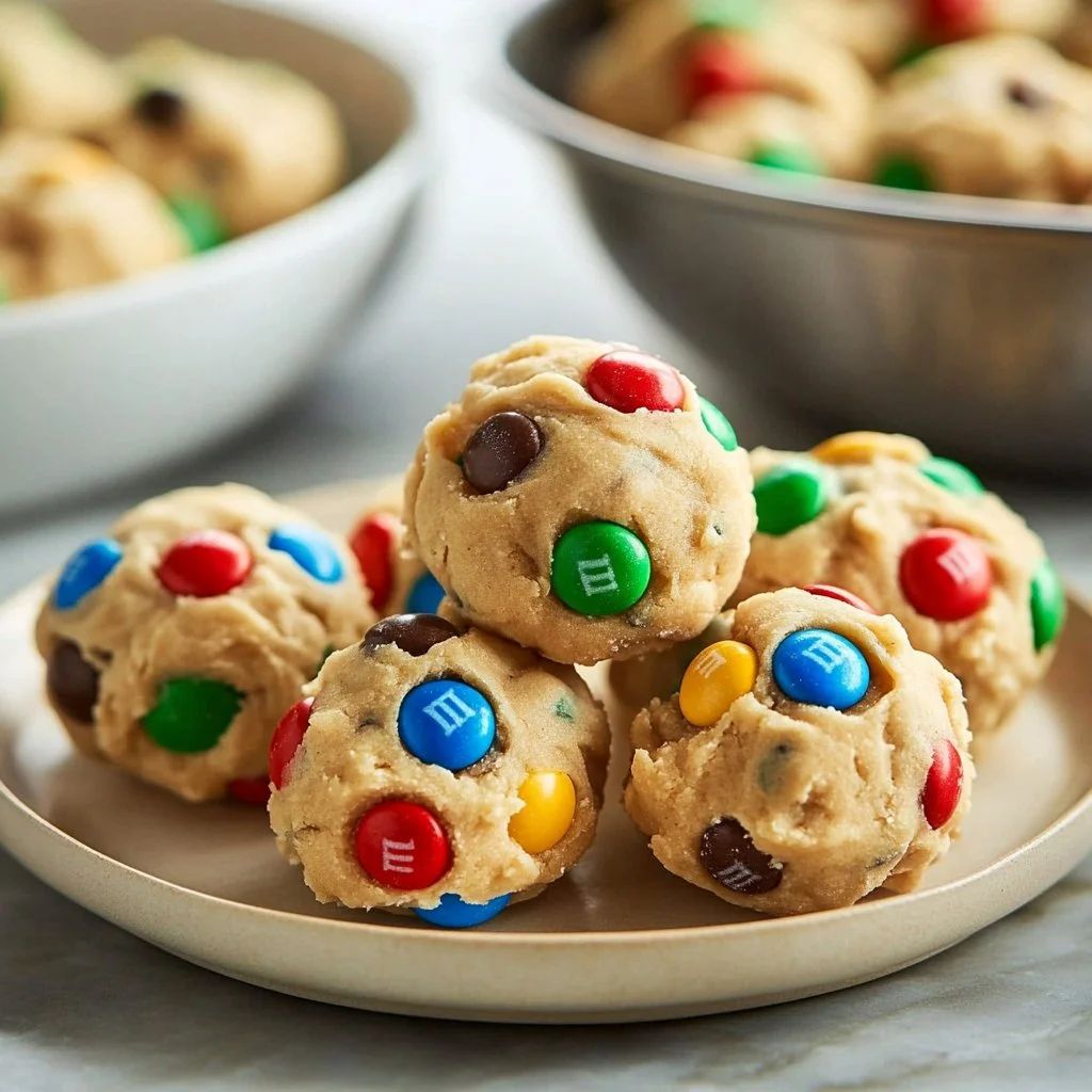 Delicious Monster Cookie Protein Balls ready to be enjoyed as a healthy snack.