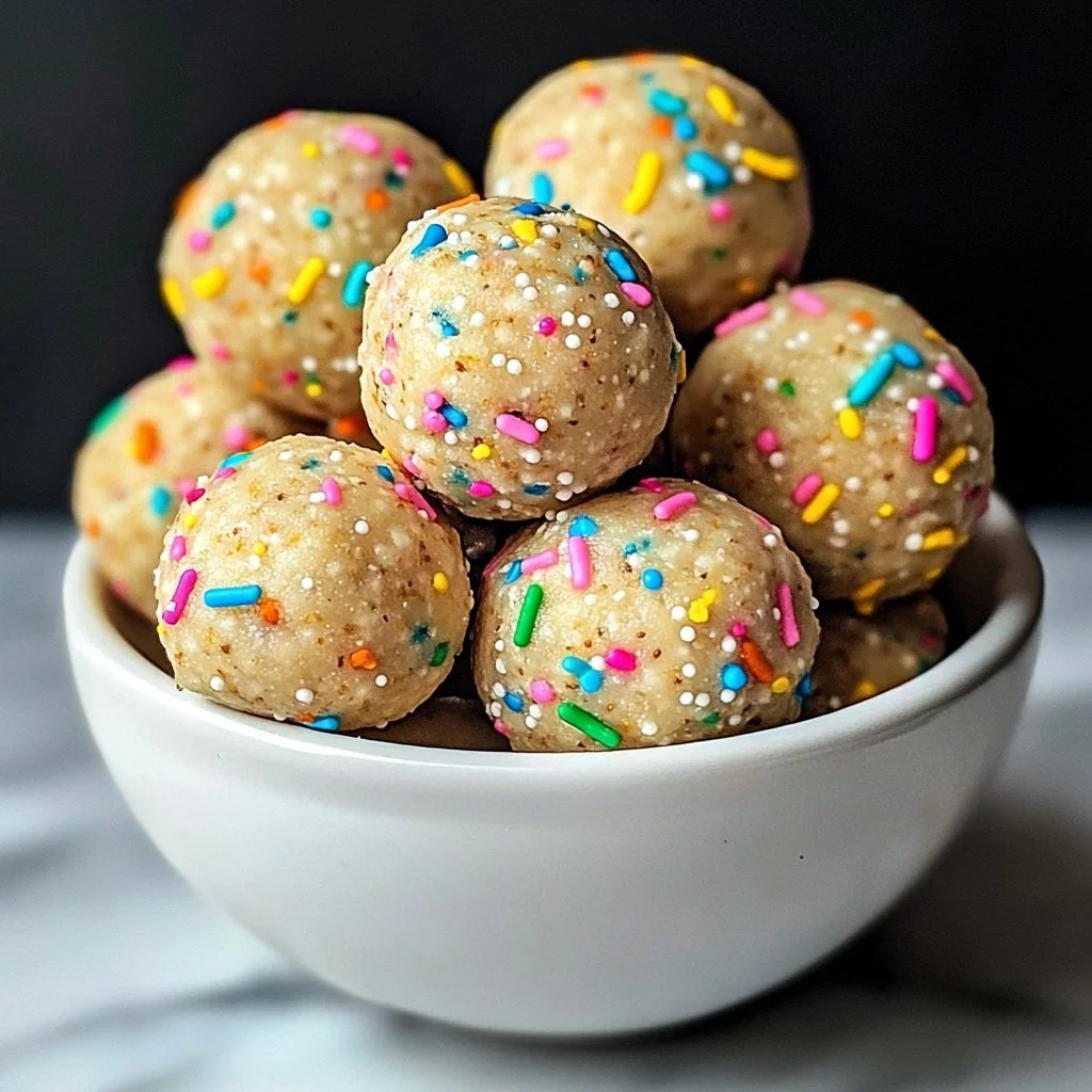 No bake cake batter protein balls for a healthy snack option