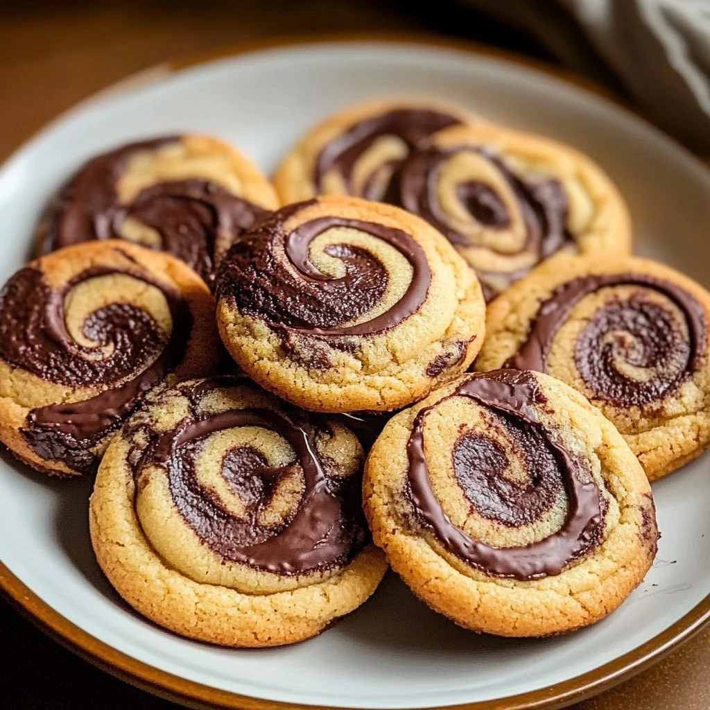 Peanut Butter Brownie Swirl Cookies with a rich, creamy texture and chocolate swirls