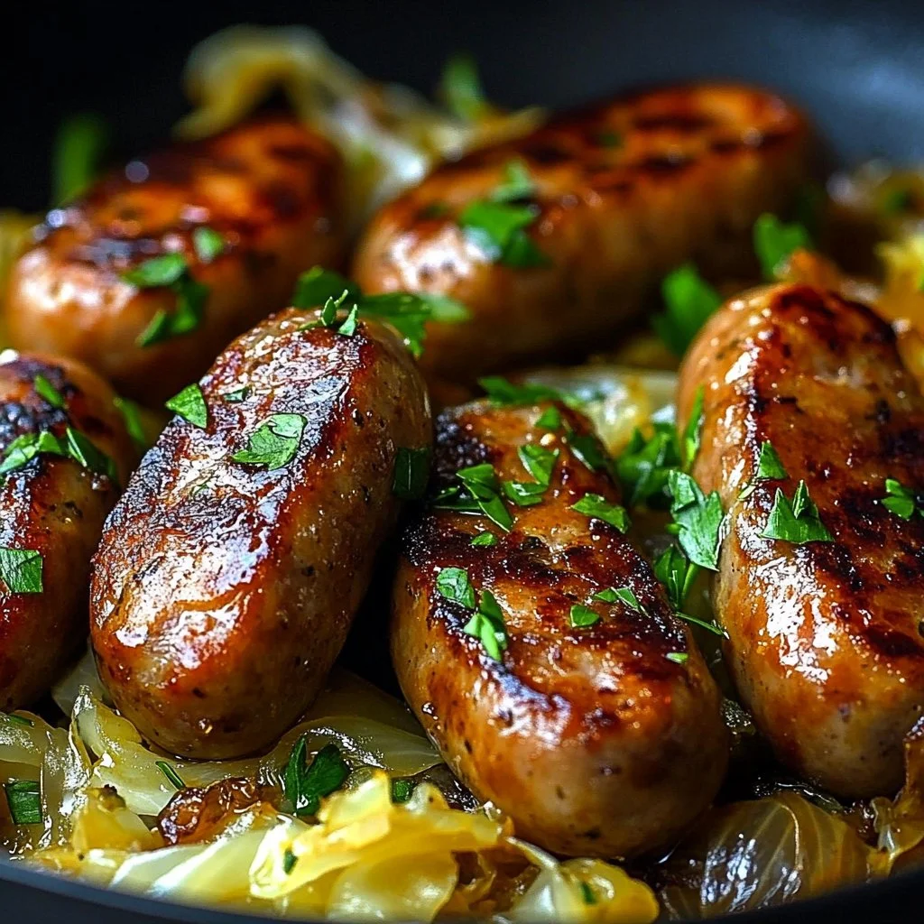 A colorful bowl of Sausage and Cabbage Stir Fry with fresh vegetables and spices.
