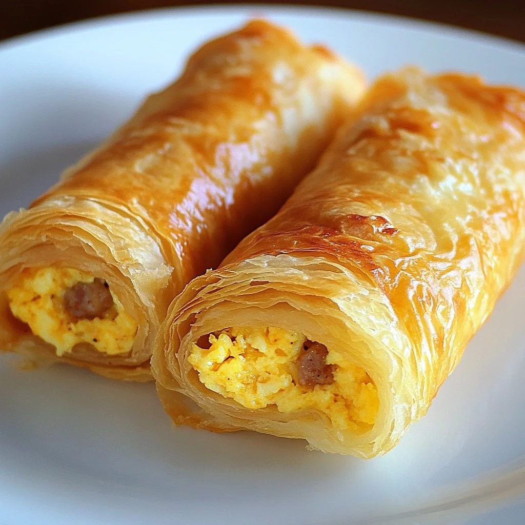 Delicious sausage egg breakfast roll-ups served on a plate