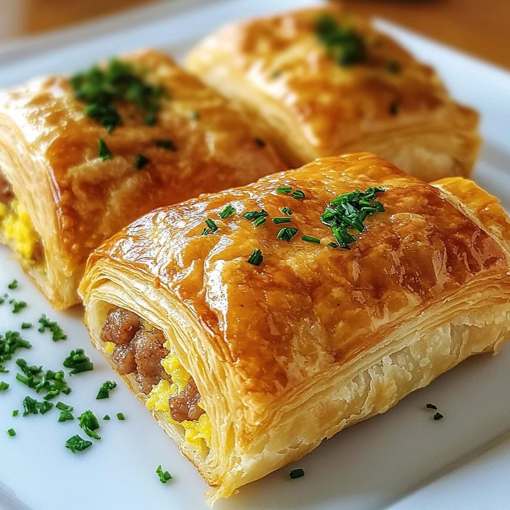 Sausage egg breakfast roll-ups served on a plate for a quick breakfast meal.