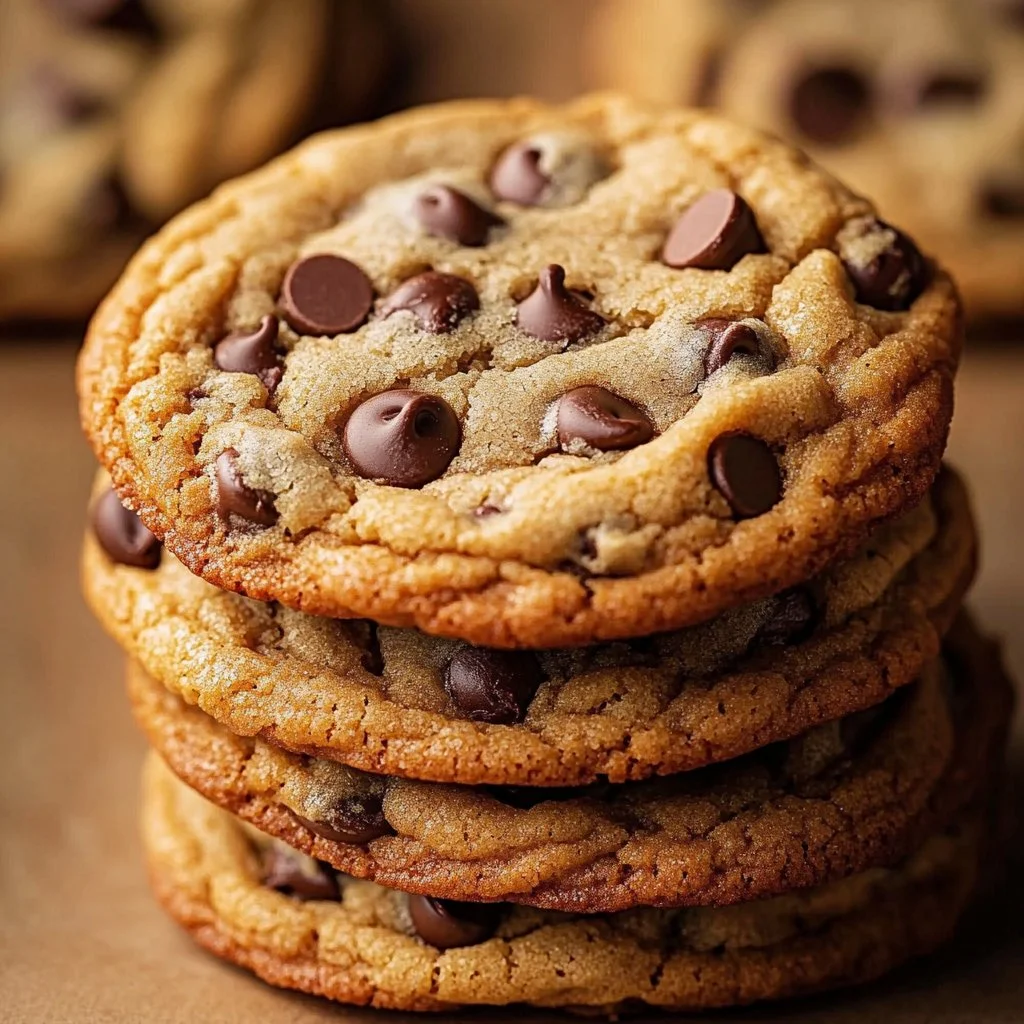 Plate of soft-batch chocolate chip cookies with gooey chocolate chips