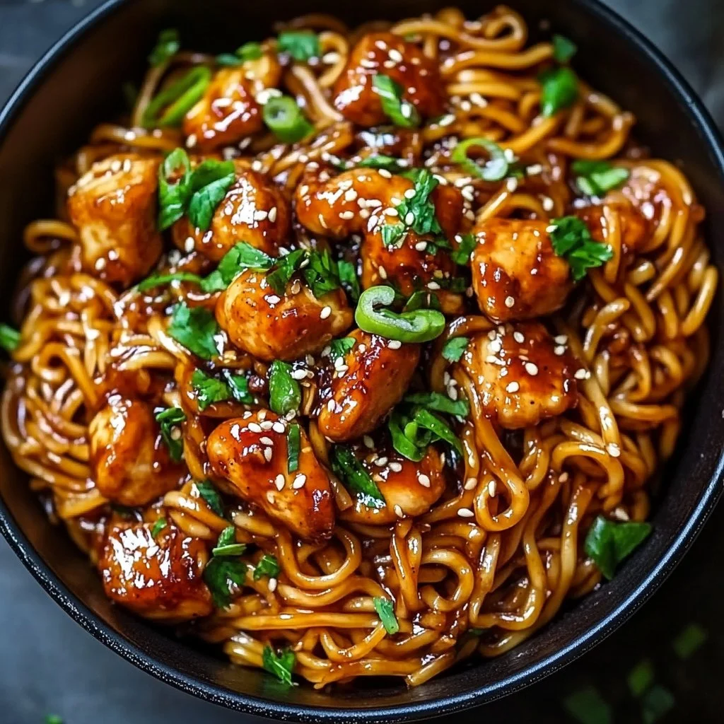 Sticky Garlic Chicken Noodles