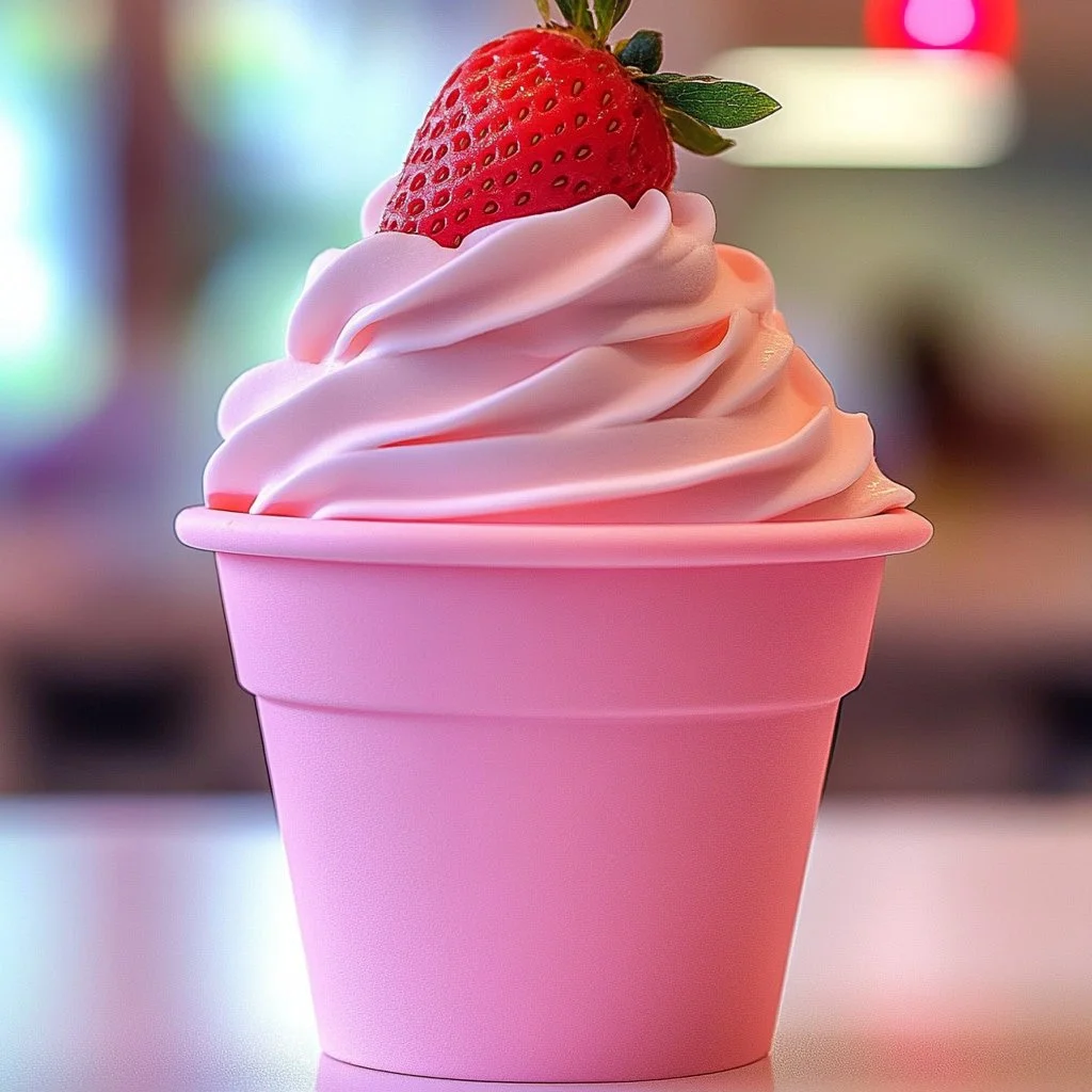 Delicious Strawberry Dole Whip dessert served in a bowl.
