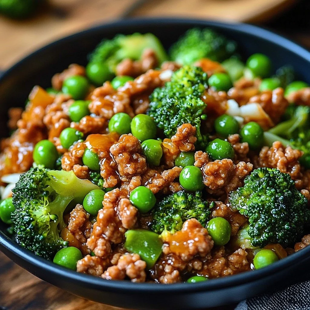 Teriyaki Ground Turkey with Broccoli and Peas 1 Teriyaki Ground Turkey with Broccoli and Peas