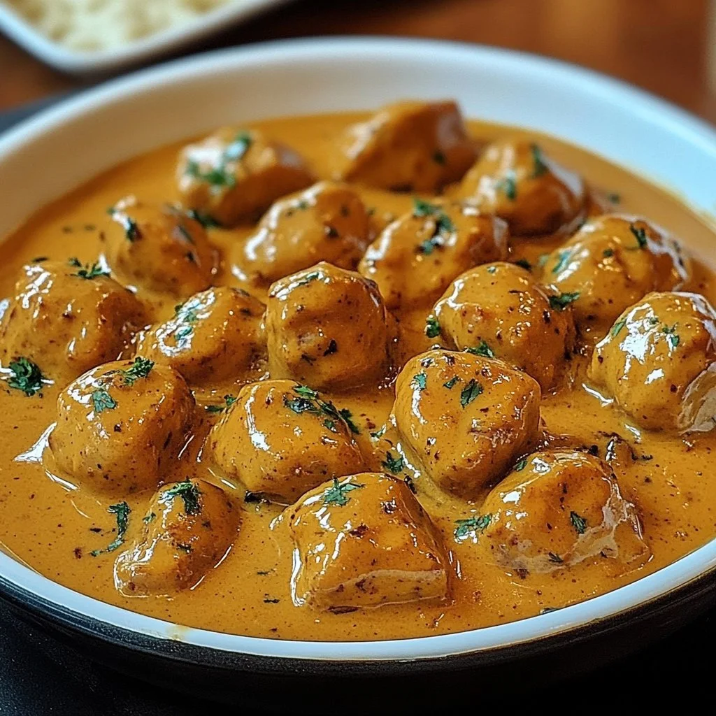 Delicious Texas Roadhouse Butter Chicken served with rice and garnished