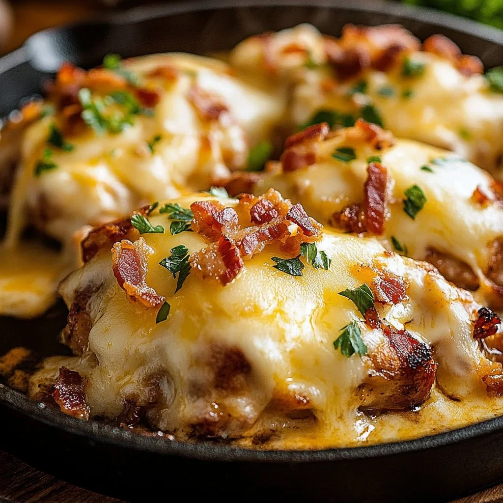 Delicious Texas Roadhouse Smothered Chicken topped with cheese and gravy