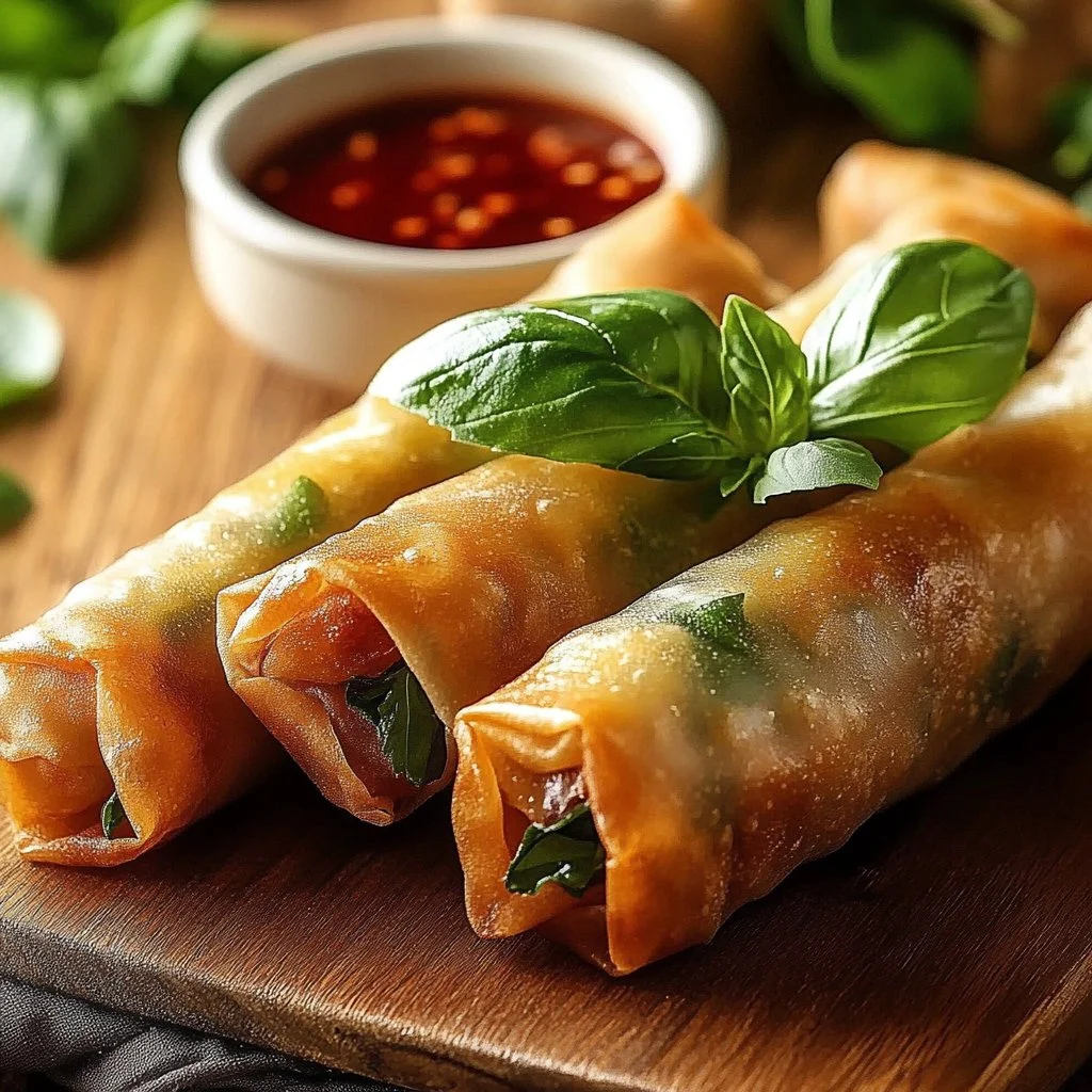 Delicious Thai Basil Beef Rolls served with fresh herbs and spices