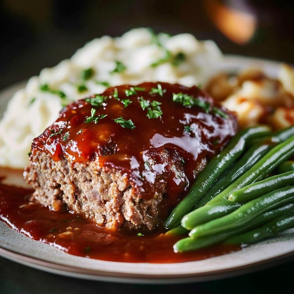Delicious turkey meatloaf served with fresh vegetables