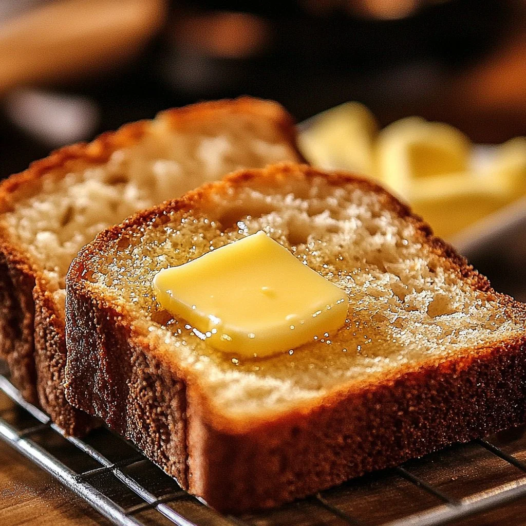Delicious homemade banana bread loaf fresh out of the oven.