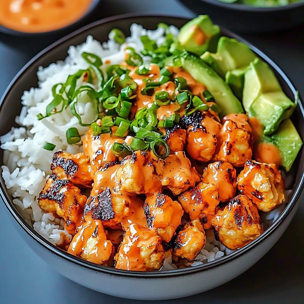 Delicious Bang Bang Chicken Bowl with crispy chicken and fresh vegetables