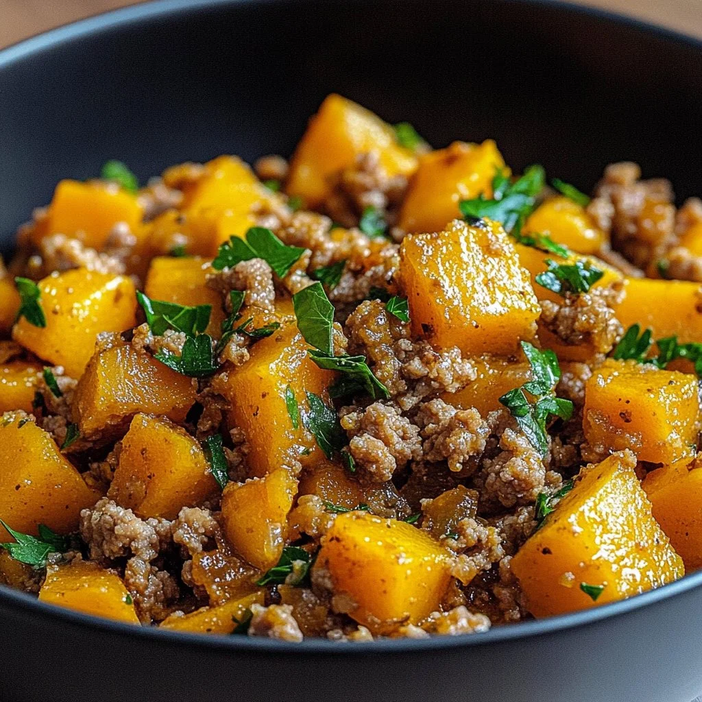 Butternut squash and ground turkey dish, a healthy and flavorful recipe