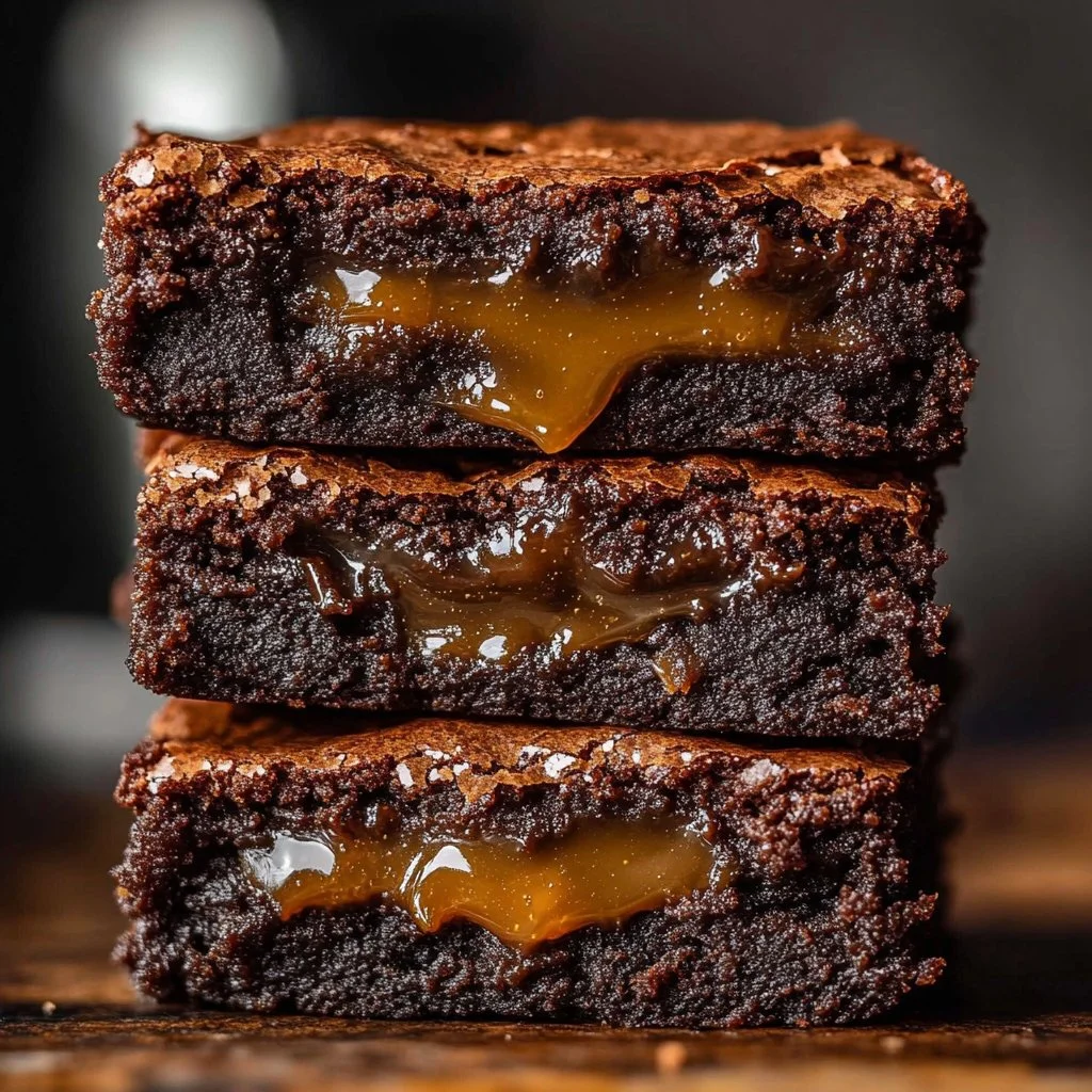 Delicious caramel-stuffed brownies with a rich chocolate flavor