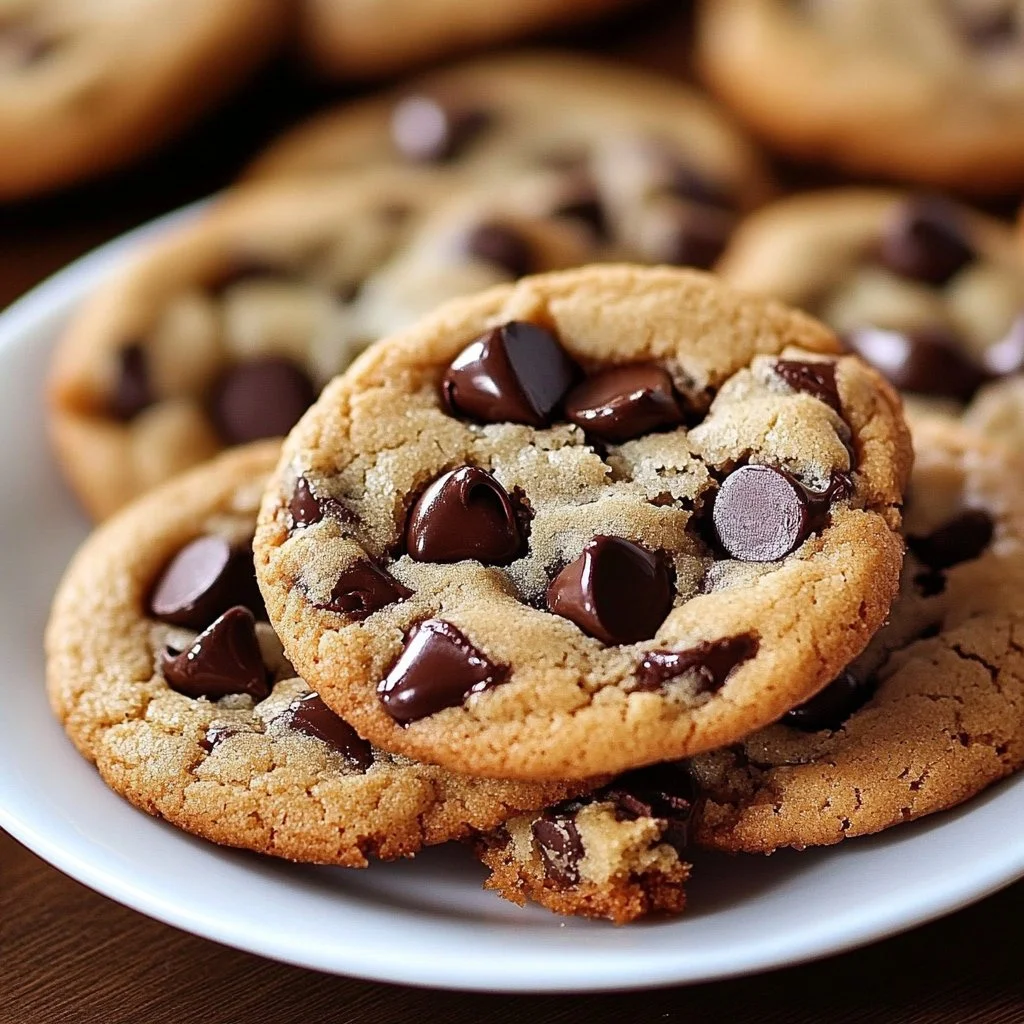 Freshly baked classic chocolate chip cookies on a cooling rack