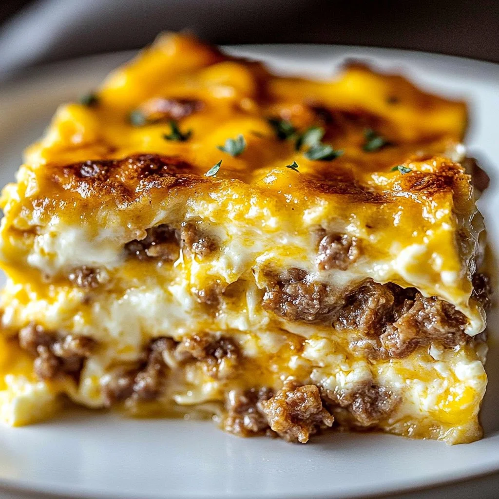 Delicious Cream Cheese Hashbrown Casserole served in a dish