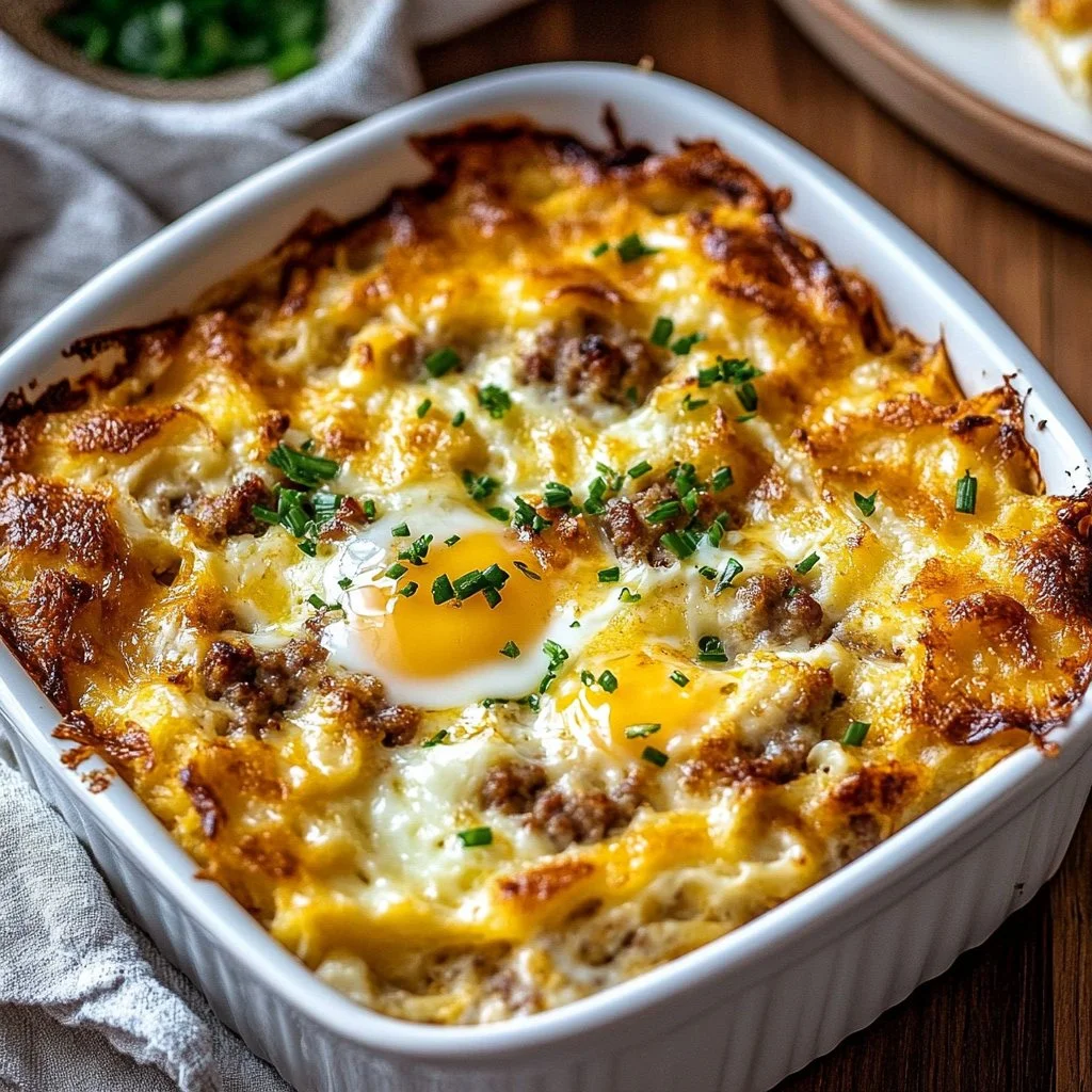 Sausage, Egg, and Cream Cheese Hashbrown Casserole