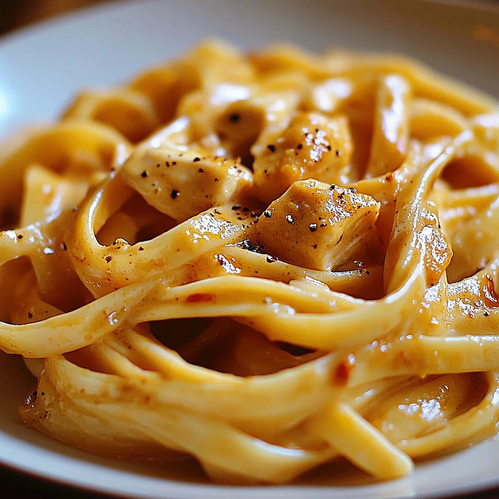 Creamy butter chicken pasta with cowboy spices in a bowl