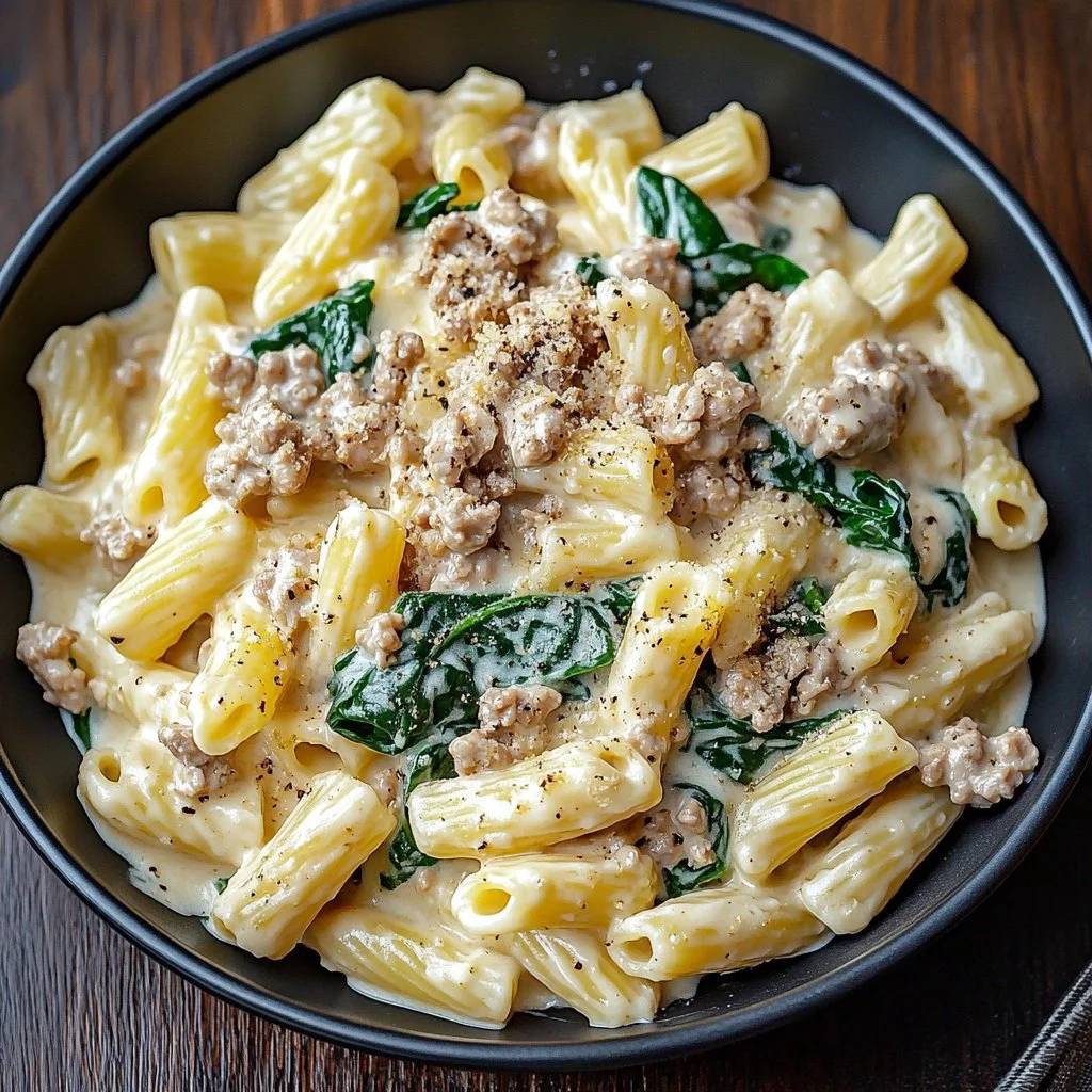 Creamy Ground Turkey Spinach Pasta 1 Creamy Ground Turkey Spinach Pasta