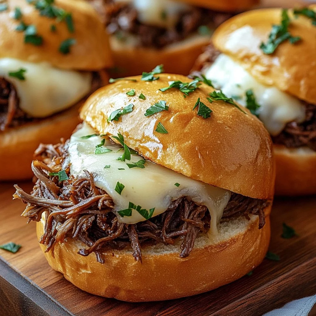 Delicious Crockpot French Dip with tender beef and flavorful broth