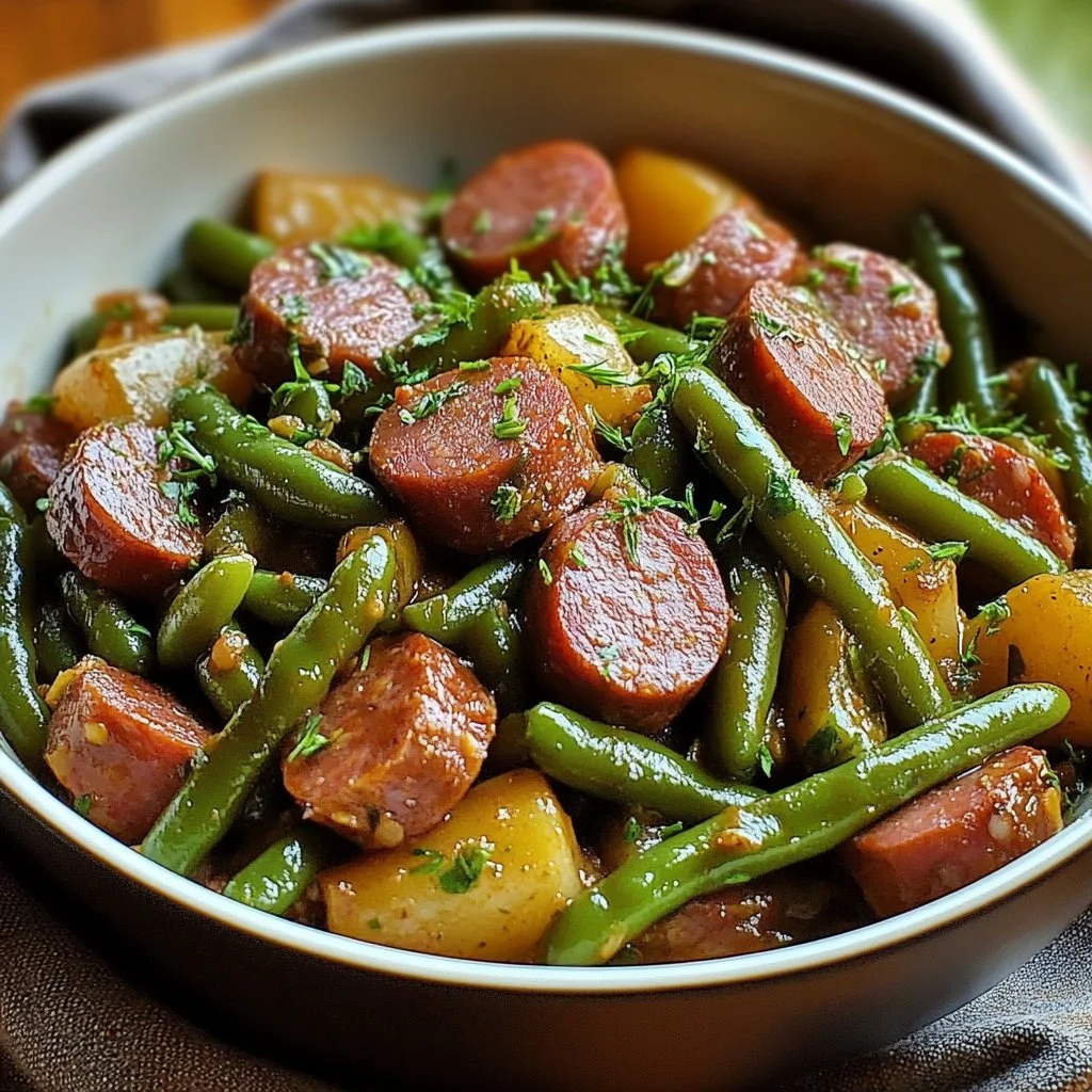 Crockpot Sausage and Green Beans 1 Crockpot Sausage and Green Beans