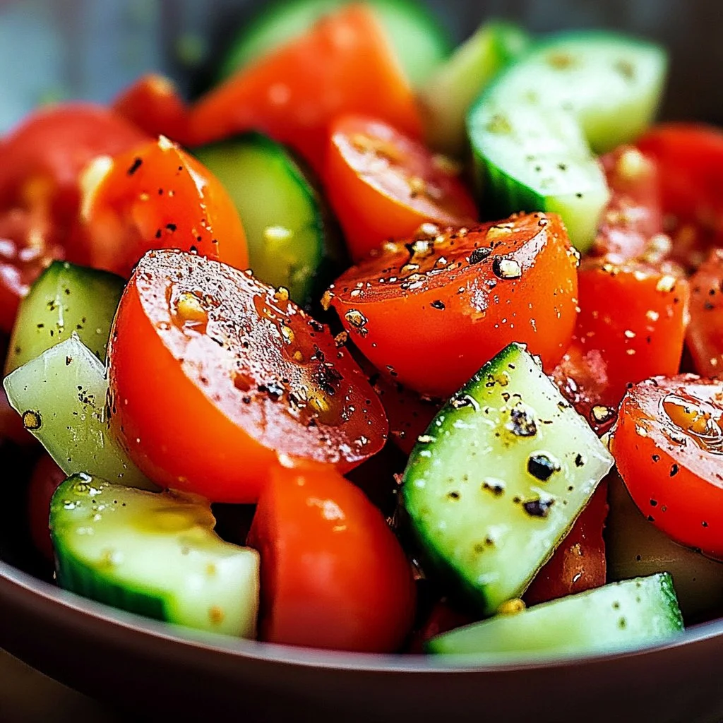 Fresh Cucumber Tomato Salad with herbs and dressing