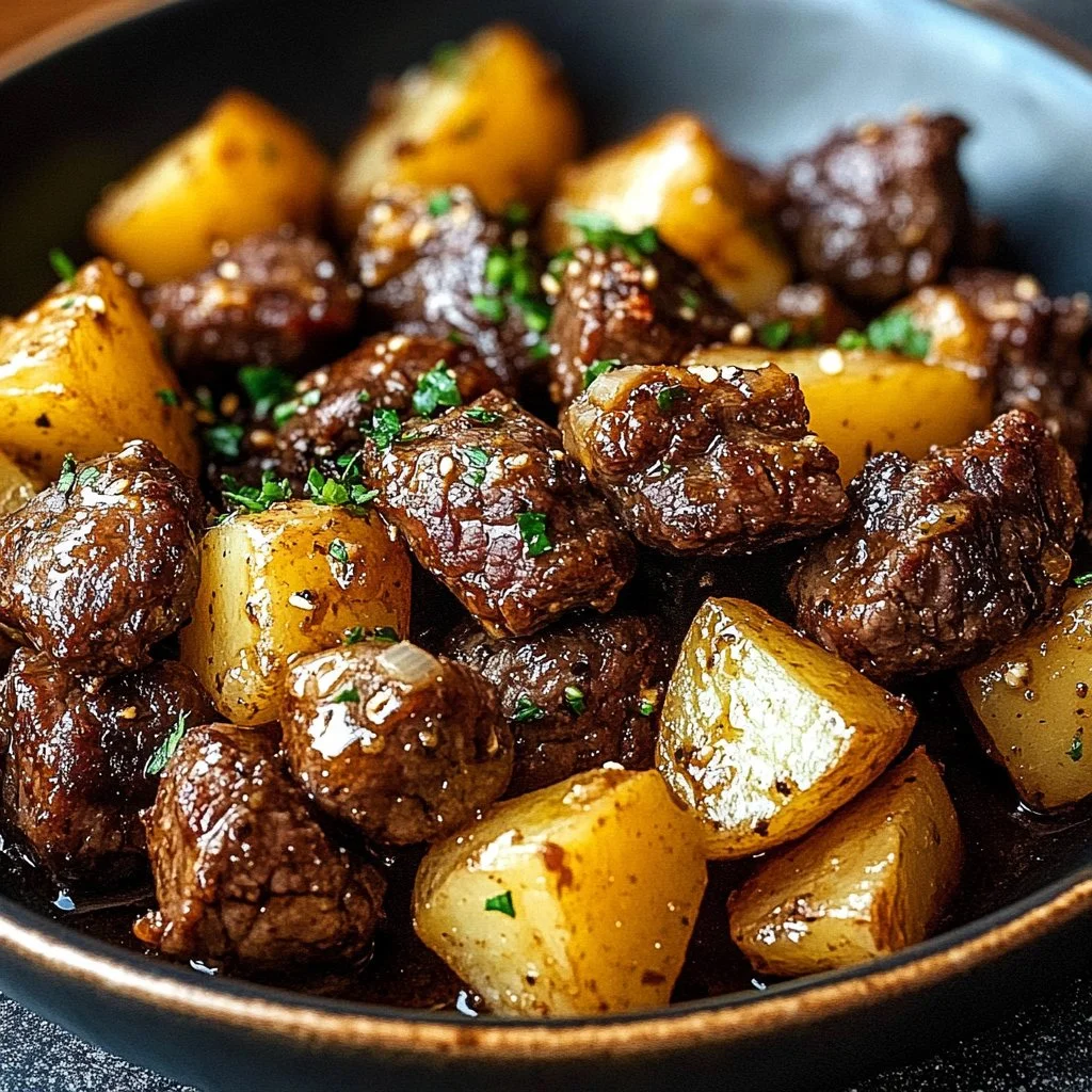 Garlic Butter Beef Bites with Potatoes 1 Garlic Butter Beef Bites with Potatoes