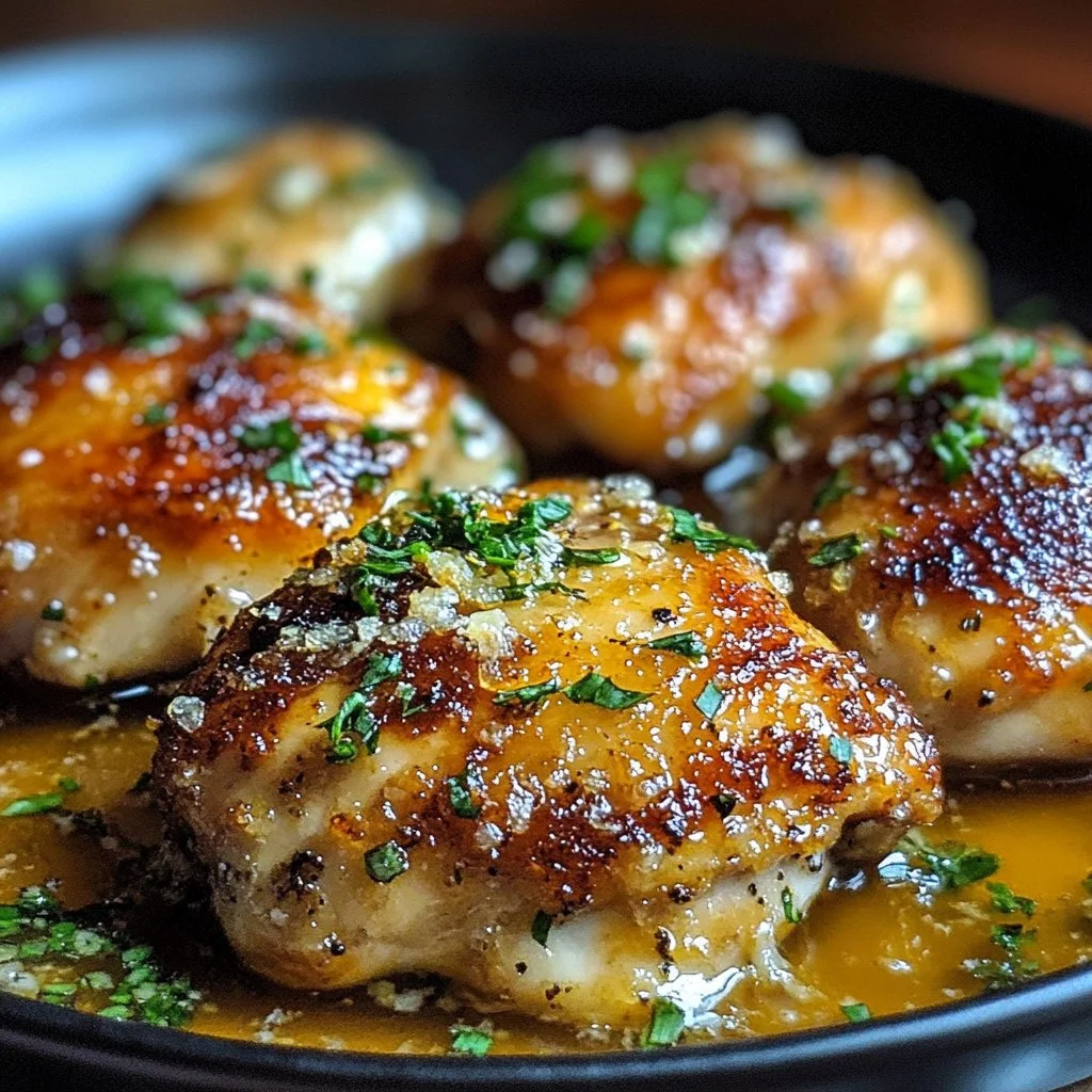Garlic Parmesan Chicken Thighs cooked to perfection with crispy skin and juicy meat