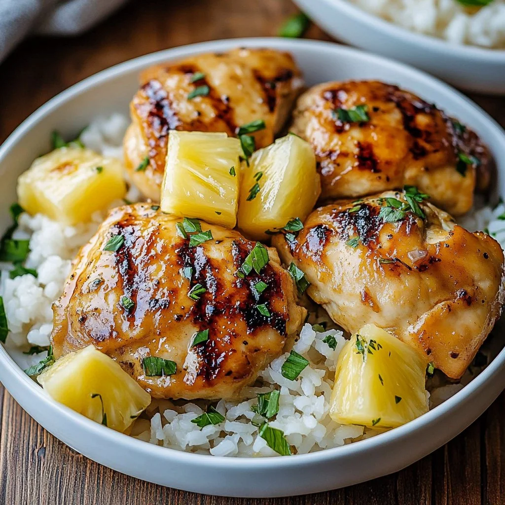 Hawaiian Chicken with Pineapple and Coconut Rice 1 Hawaiian Chicken with Pineapple and Coconut Rice