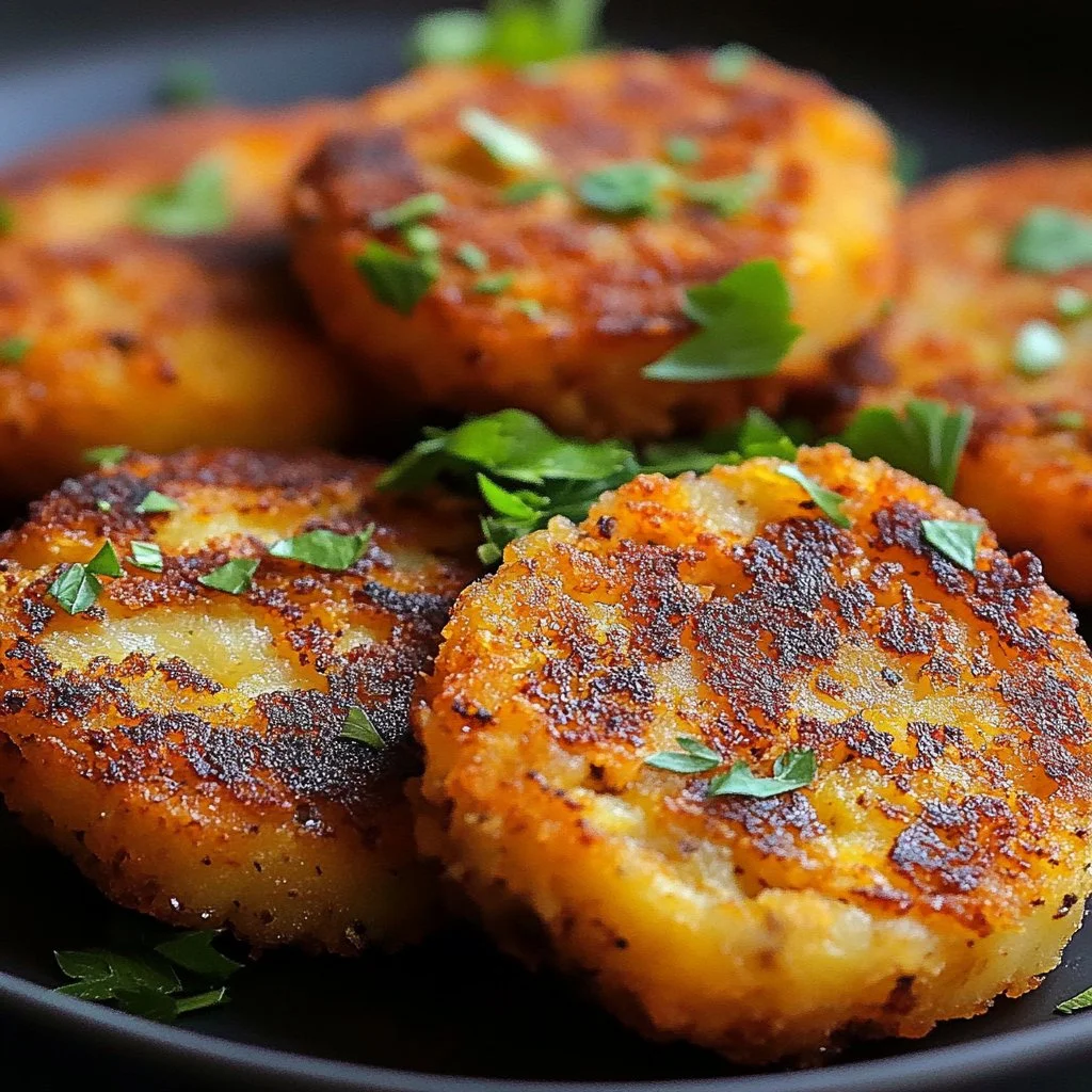 Healthy Sweet Potato Hash Browns served on a plate with herbs