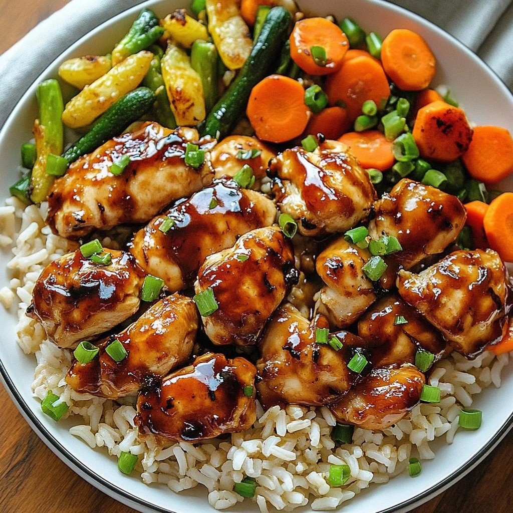 Honey-BBQ Chicken with Rice and Veggies
