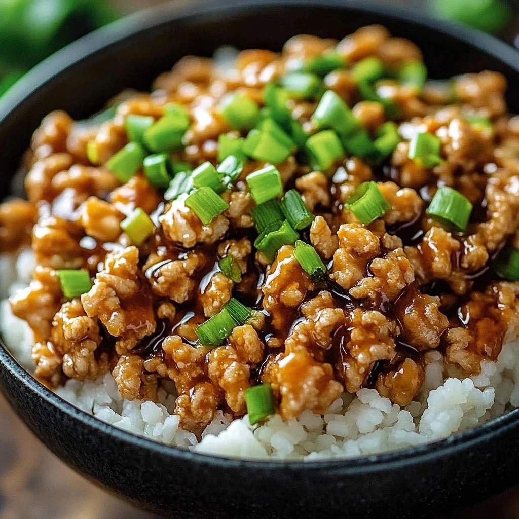 Plate of Honey Garlic Ground Turkey served with vegetables