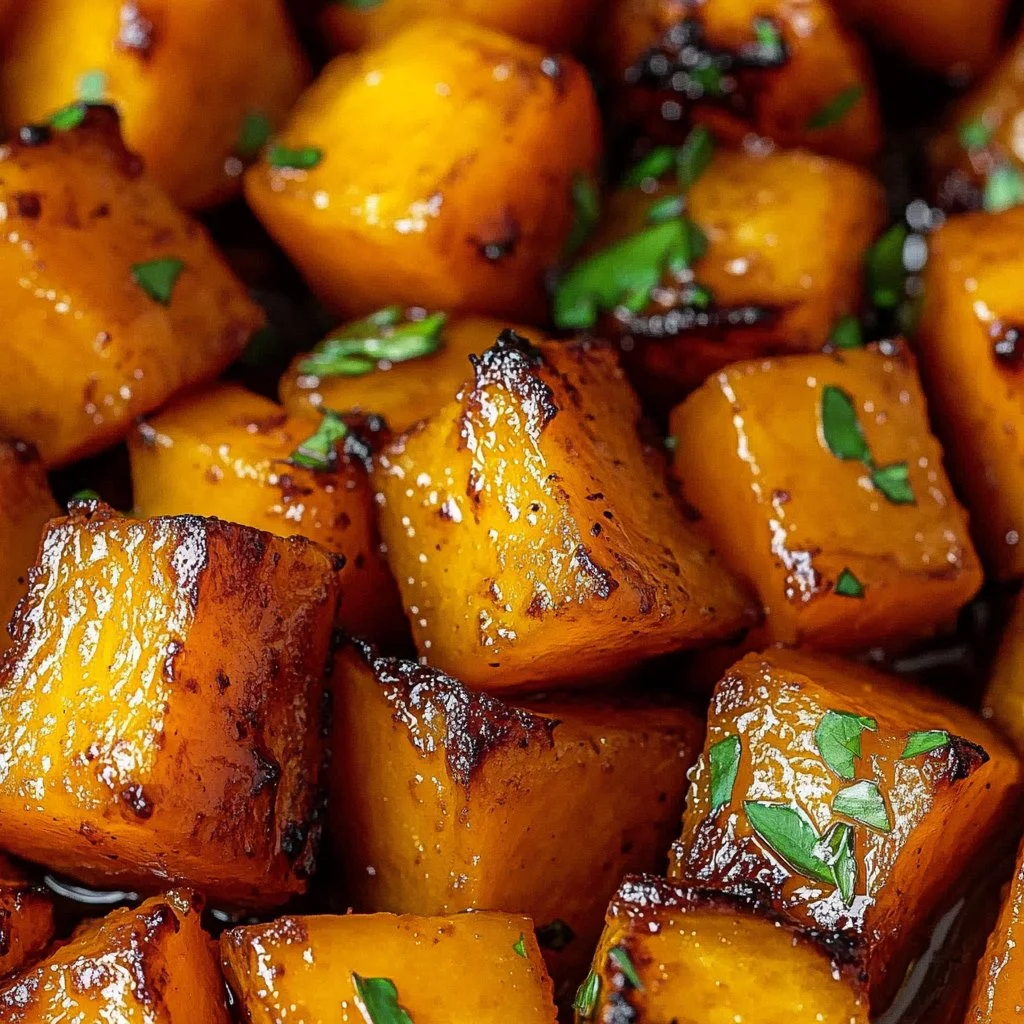 Honey roasted sweet potatoes served in a bowl