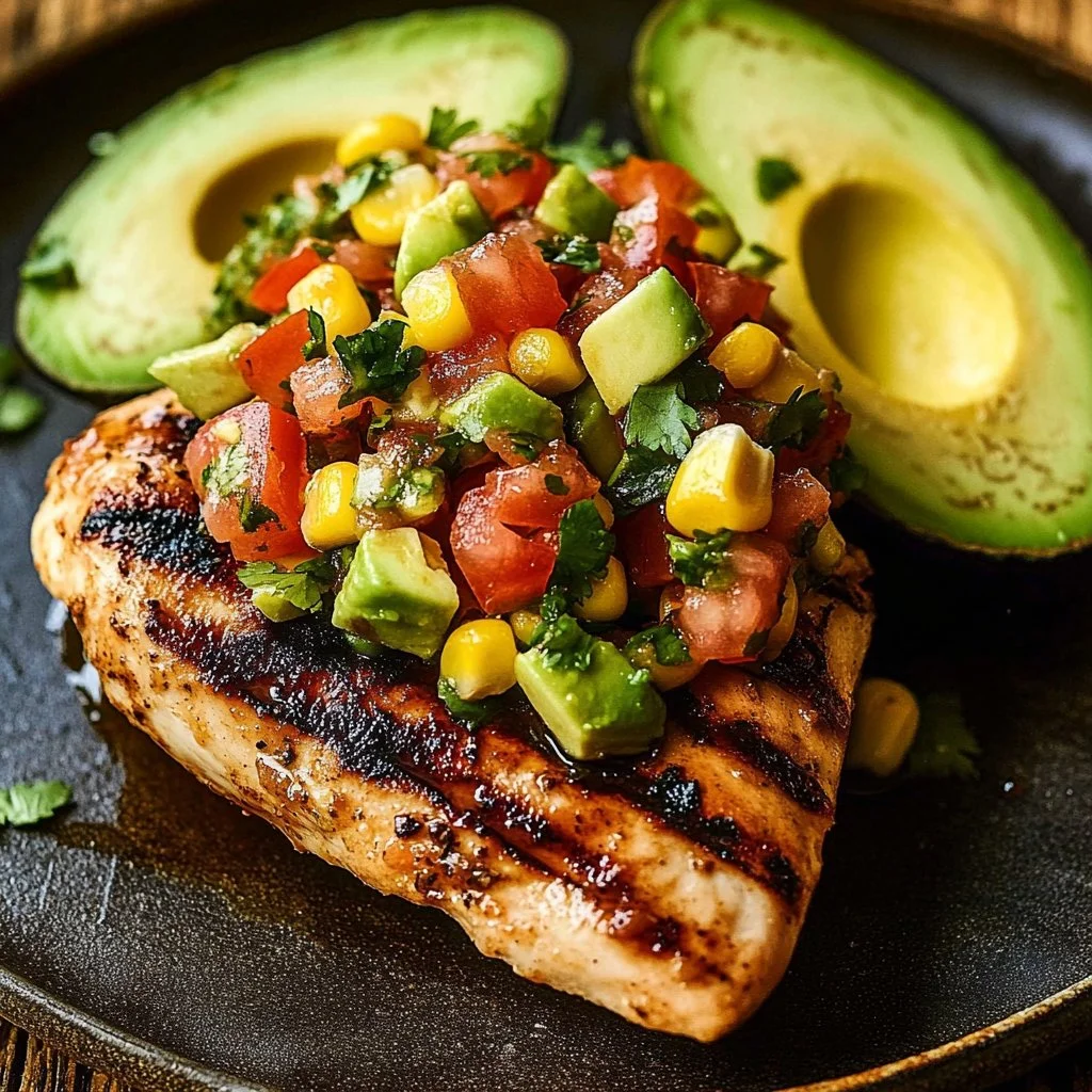 Lime Chicken with Avocado and Cilantro served on a plate