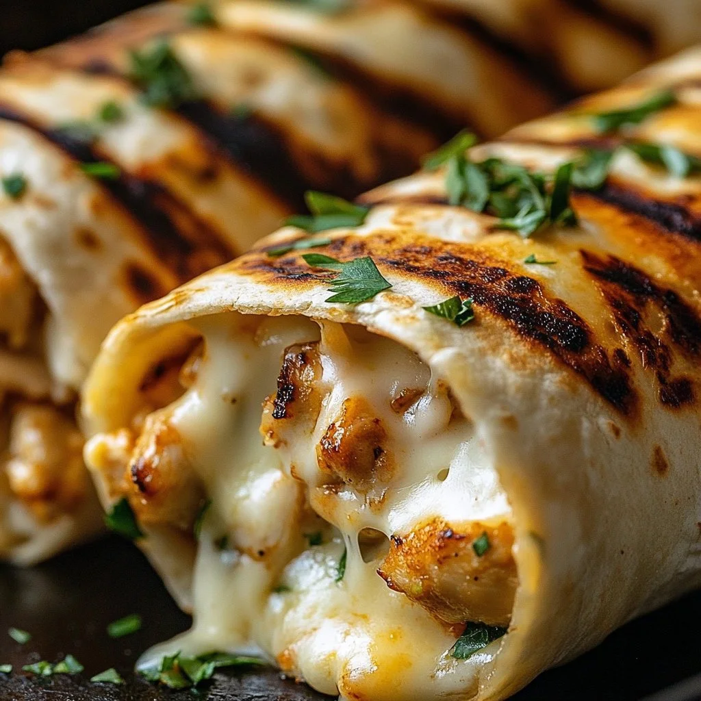 Low carb cheesy garlic chicken wraps packed with flavor and nutrition.
