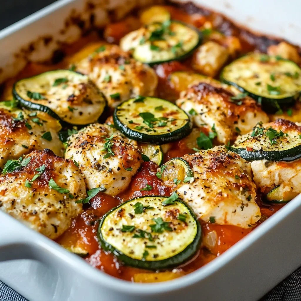 Mediterranean Chicken Zucchini Bake
