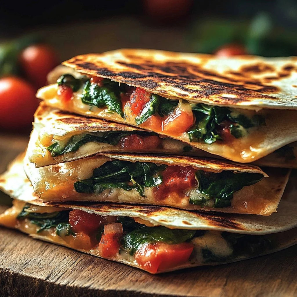 Delicious Mediterranean Quesadillas filled with fresh vegetables and herbs.