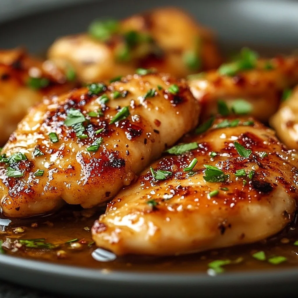 Delicious melt in your mouth chicken served on a plate with herbs and spices