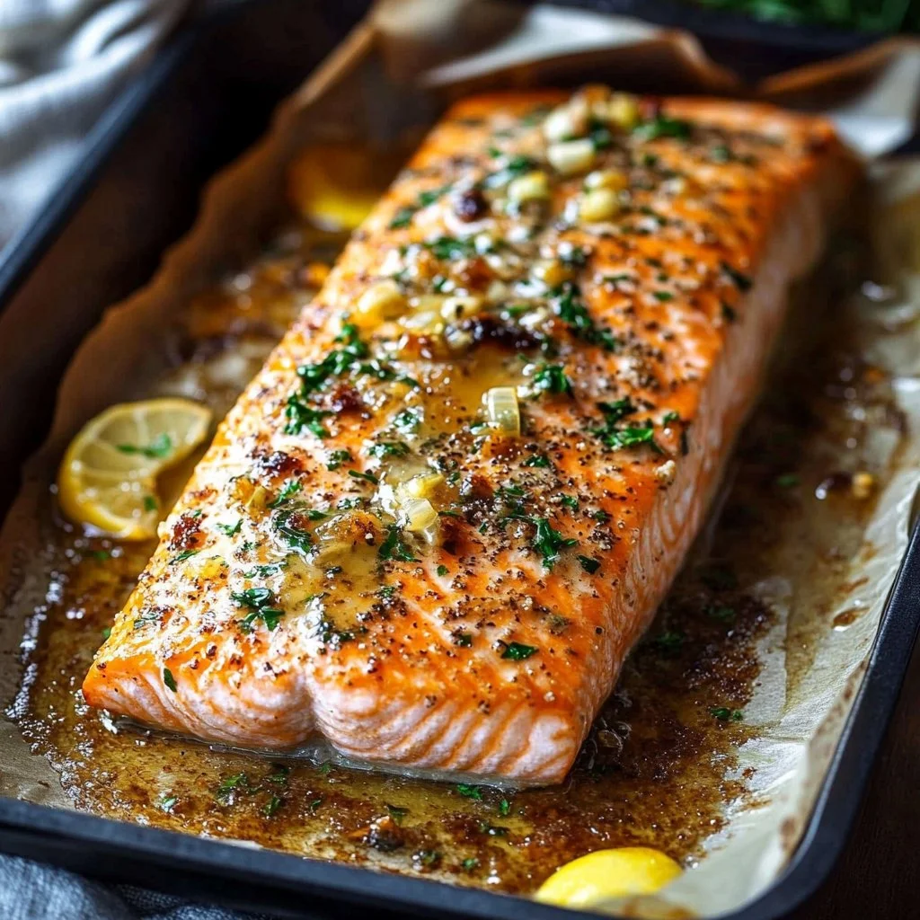 Oven-Baked Salmon with Garlic Butter 1 Oven-Baked Salmon with Garlic Butter and Brown Sugar