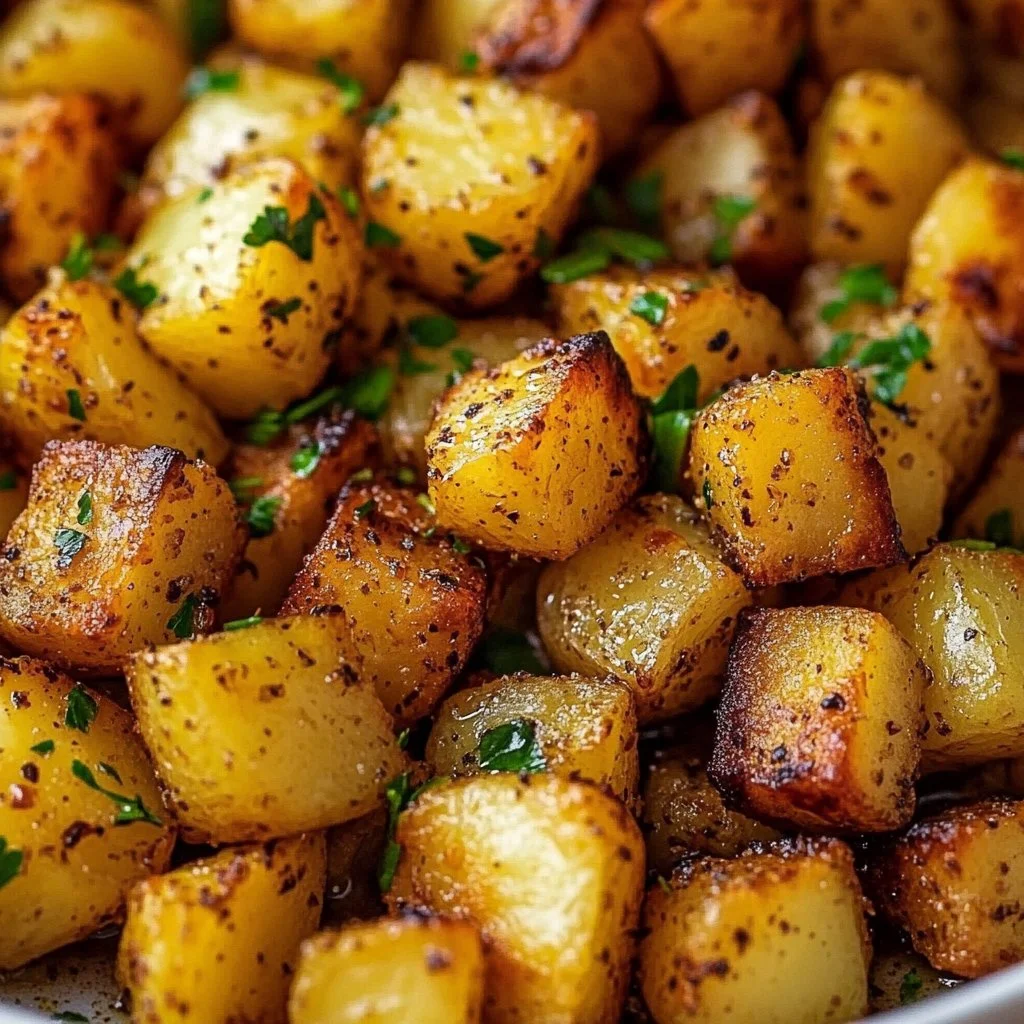 Delicious oven-roasted breakfast potatoes served on a plate