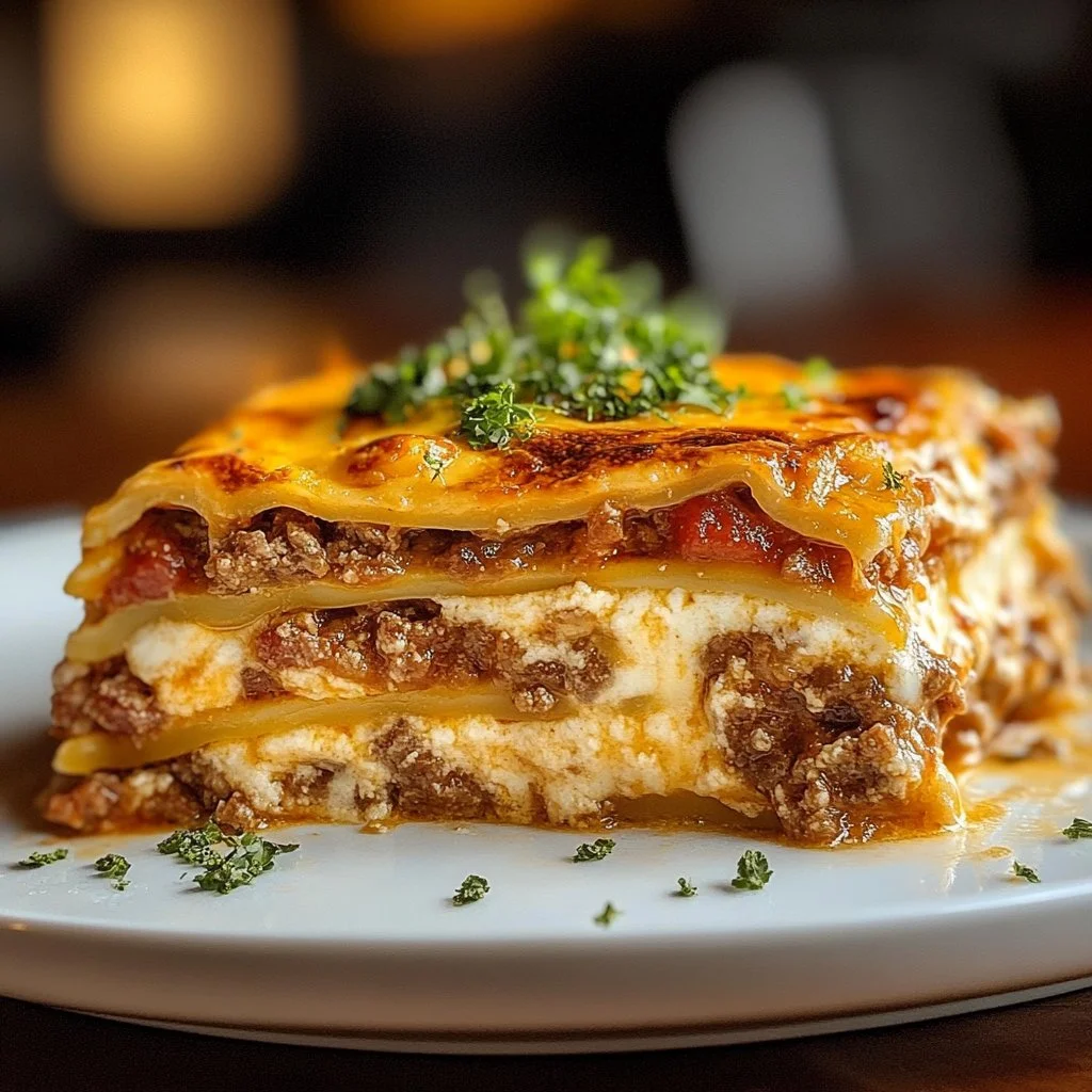 Pioneer Woman's mouthwatering cheeseburger pie served on a plate.