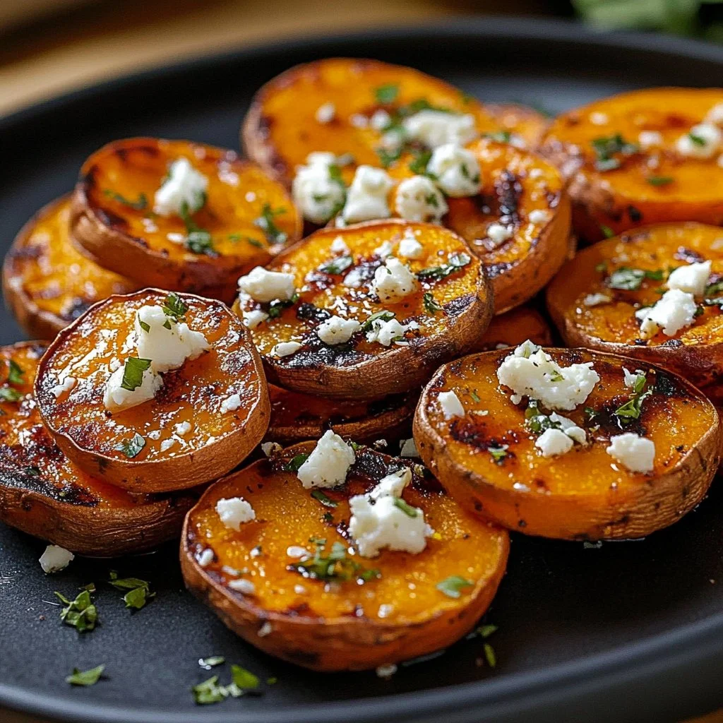 Roasted Sweet Potato Rounds with Feta