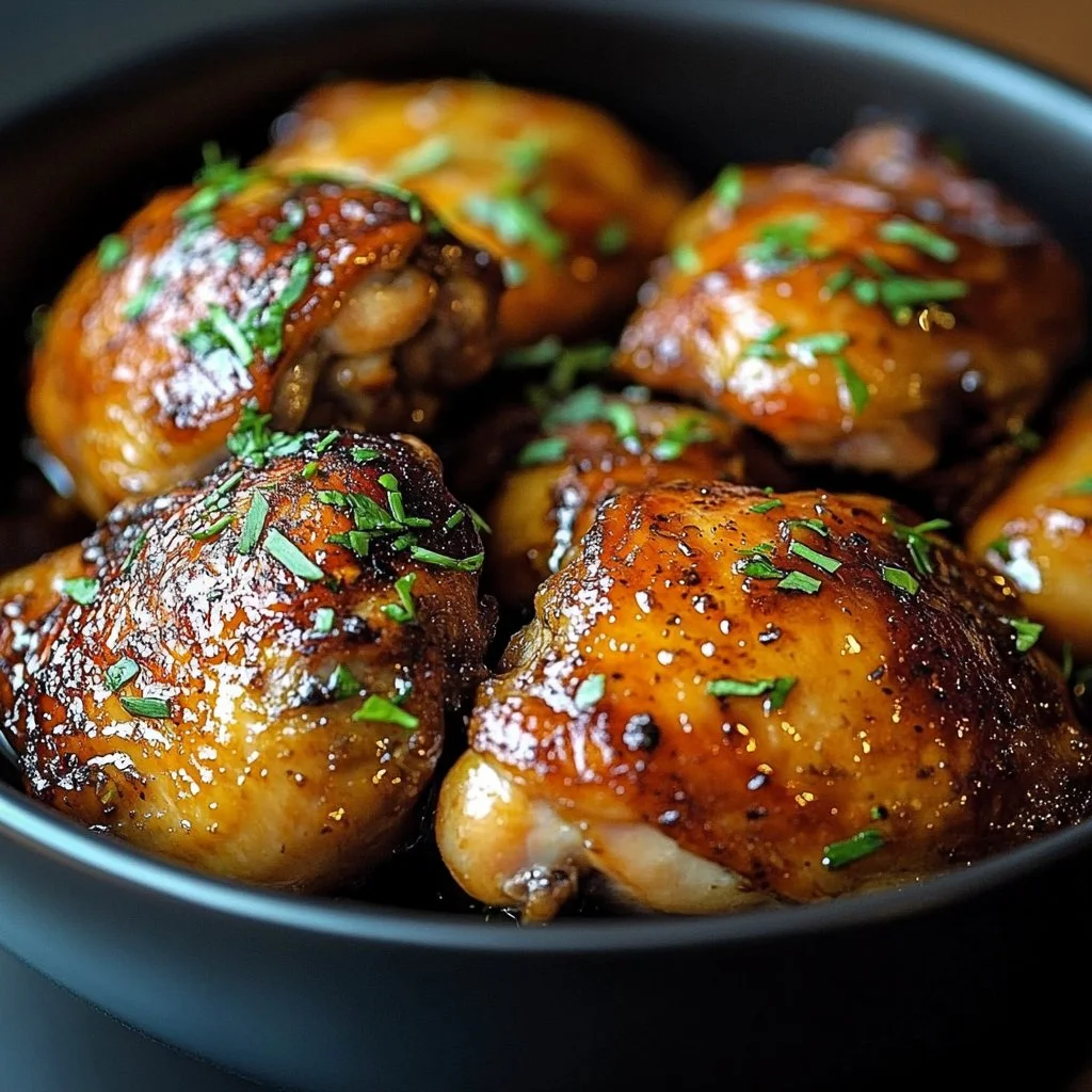 Slow Cooker Chicken Thighs cooked to perfection with spices and herbs